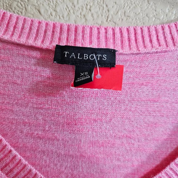 TALBOTS Marled Pink V-neck Cotton Pullover Sweater~Size XS - Picture 7 of 9